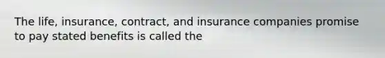 The life, insurance, contract, and insurance companies promise to pay stated benefits is called the