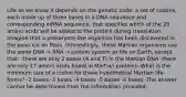 Life as we know it depends on the genetic code: a set of codons, each made up of three bases in a DNA sequence and corresponding mRNA sequence, that specifies which of the 20 amino acids will be added to the protein during translation. Imagine that a prokaryote-like organism has been discovered in the polar ice on Mars. Interestingly, these Martian organisms use the same DNA → RNA → protein system as life on Earth, except that: -there are only 2 bases (A and T) in the Martian DNA -there are only 17 amino acids found in Martian proteins. What is the minimum size of a codon for these hypothetical Martian life-forms? -2 bases -3 bases -4 bases -5 bases -6 bases -The answer cannot be determined from the information provided.