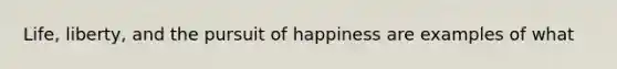 Life, liberty, and the pursuit of happiness are examples of what