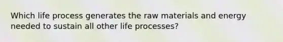 Which life process generates the raw materials and energy needed to sustain all other life processes?