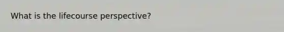 What is the lifecourse perspective?