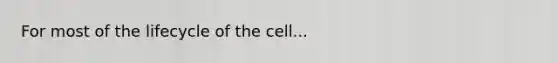 For most of the lifecycle of the cell...