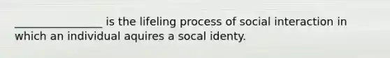 ________________ is the lifeling process of social interaction in which an individual aquires a socal identy.