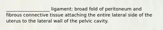 ___________________ ligament: broad fold of peritoneum and fibrous connective tissue attaching the entire lateral side of the uterus to the lateral wall of the pelvic cavity.