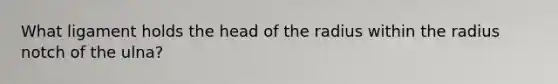 What ligament holds the head of the radius within the radius notch of the ulna?