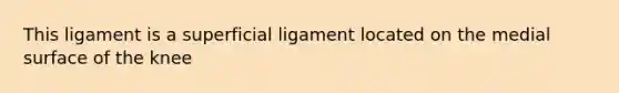 This ligament is a superficial ligament located on the medial surface of the knee