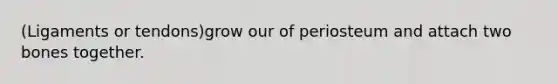 (Ligaments or tendons)grow our of periosteum and attach two bones together.