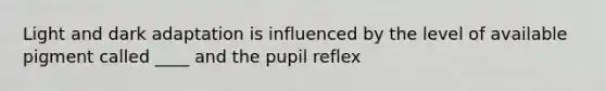 Light and dark adaptation is influenced by the level of available pigment called ____ and the pupil reflex