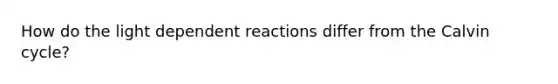 How do the light dependent reactions differ from the Calvin cycle?