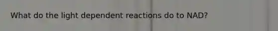 What do the light dependent reactions do to NAD?