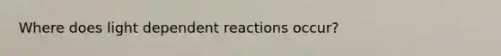 Where does light dependent reactions occur?