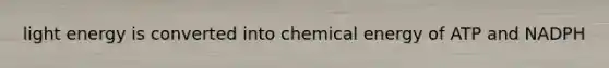 light energy is converted into chemical energy of ATP and NADPH