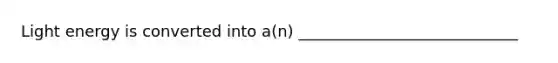 Light energy is converted into a(n) ____________________________