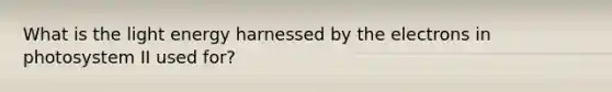What is the light energy harnessed by the electrons in photosystem II used for?