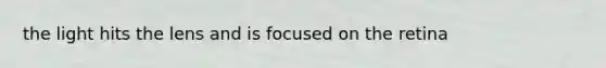 the light hits the lens and is focused on the retina