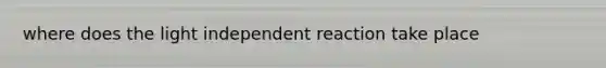 where does the light independent reaction take place