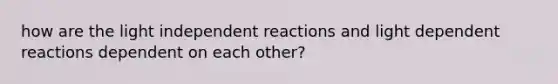 how are the light independent reactions and light dependent reactions dependent on each other?