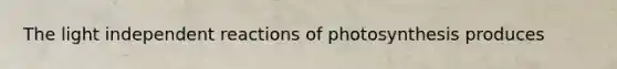 The light independent reactions of photosynthesis produces