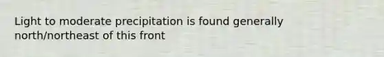 Light to moderate precipitation is found generally north/northeast of this front