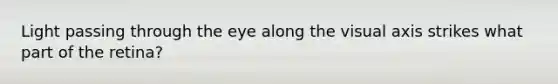 Light passing through the eye along the visual axis strikes what part of the retina?