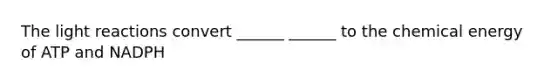 The light reactions convert ______ ______ to the chemical energy of ATP and NADPH