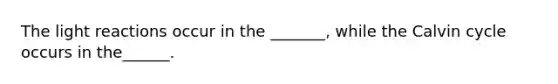 The light reactions occur in the _______, while the Calvin cycle occurs in the______.