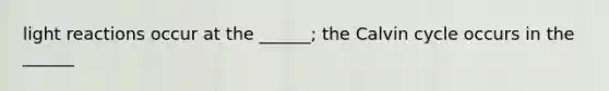 light reactions occur at the ______; the Calvin cycle occurs in the ______