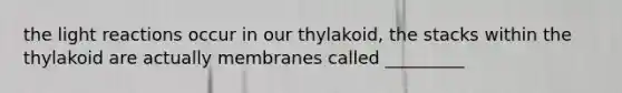 the light reactions occur in our thylakoid, the stacks within the thylakoid are actually membranes called _________