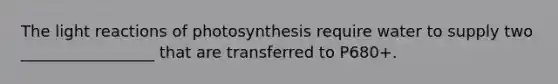 The light reactions of photosynthesis require water to supply two _________________ that are transferred to P680+.