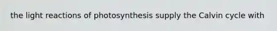 the <a href='https://www.questionai.com/knowledge/kSUoWrrvoC-light-reactions' class='anchor-knowledge'>light reactions</a> of photosynthesis supply the Calvin cycle with