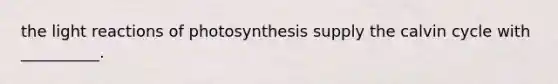 the light reactions of photosynthesis supply the calvin cycle with __________.