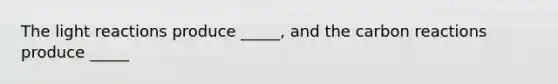 The light reactions produce _____, and the carbon reactions produce _____