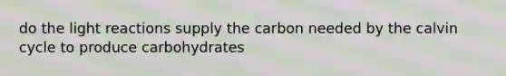 do the light reactions supply the carbon needed by the calvin cycle to produce carbohydrates