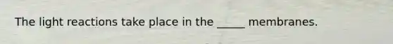 The light reactions take place in the _____ membranes.