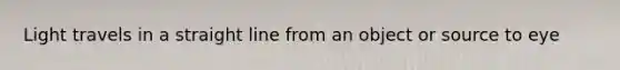 Light travels in a straight line from an object or source to eye