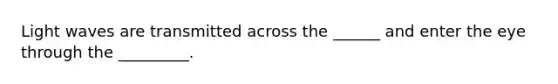 Light waves are transmitted across the ______ and enter the eye through the _________.