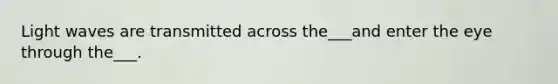 Light waves are transmitted across the___and enter the eye through the___.