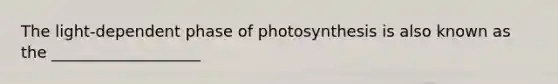 The light-dependent phase of photosynthesis is also known as the ___________________