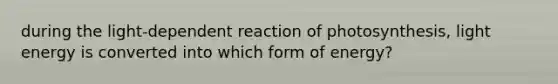 during the light-dependent reaction of photosynthesis, light energy is converted into which form of energy?