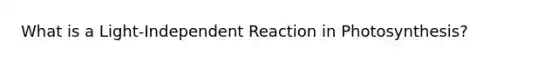 What is a Light-Independent Reaction in Photosynthesis?