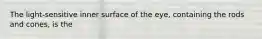 The light-sensitive inner surface of the eye, containing the rods and cones, is the