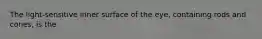 The light-sensitive inner surface of the eye, containing rods and cones, is the