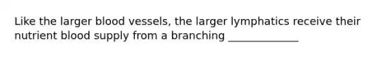 Like the larger blood vessels, the larger lymphatics receive their nutrient blood supply from a branching _____________