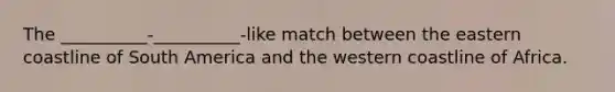 The __________-__________-like match between the eastern coastline of South America and the western coastline of Africa.