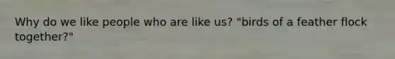 Why do we like people who are like us? "birds of a feather flock together?"