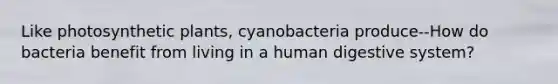 Like photosynthetic plants, cyanobacteria produce--How do bacteria benefit from living in a human digestive system?