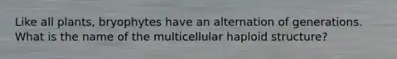 Like all plants, bryophytes have an alternation of generations. What is the name of the multicellular haploid structure?