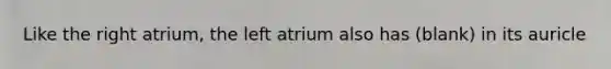 Like the right atrium, the left atrium also has (blank) in its auricle