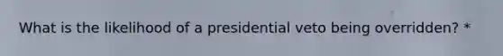 What is the likelihood of a presidential veto being overridden? *