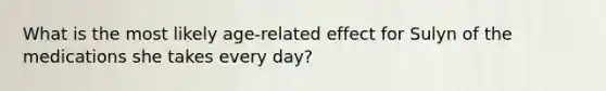 What is the most likely age-related effect for Sulyn of the medications she takes every day?